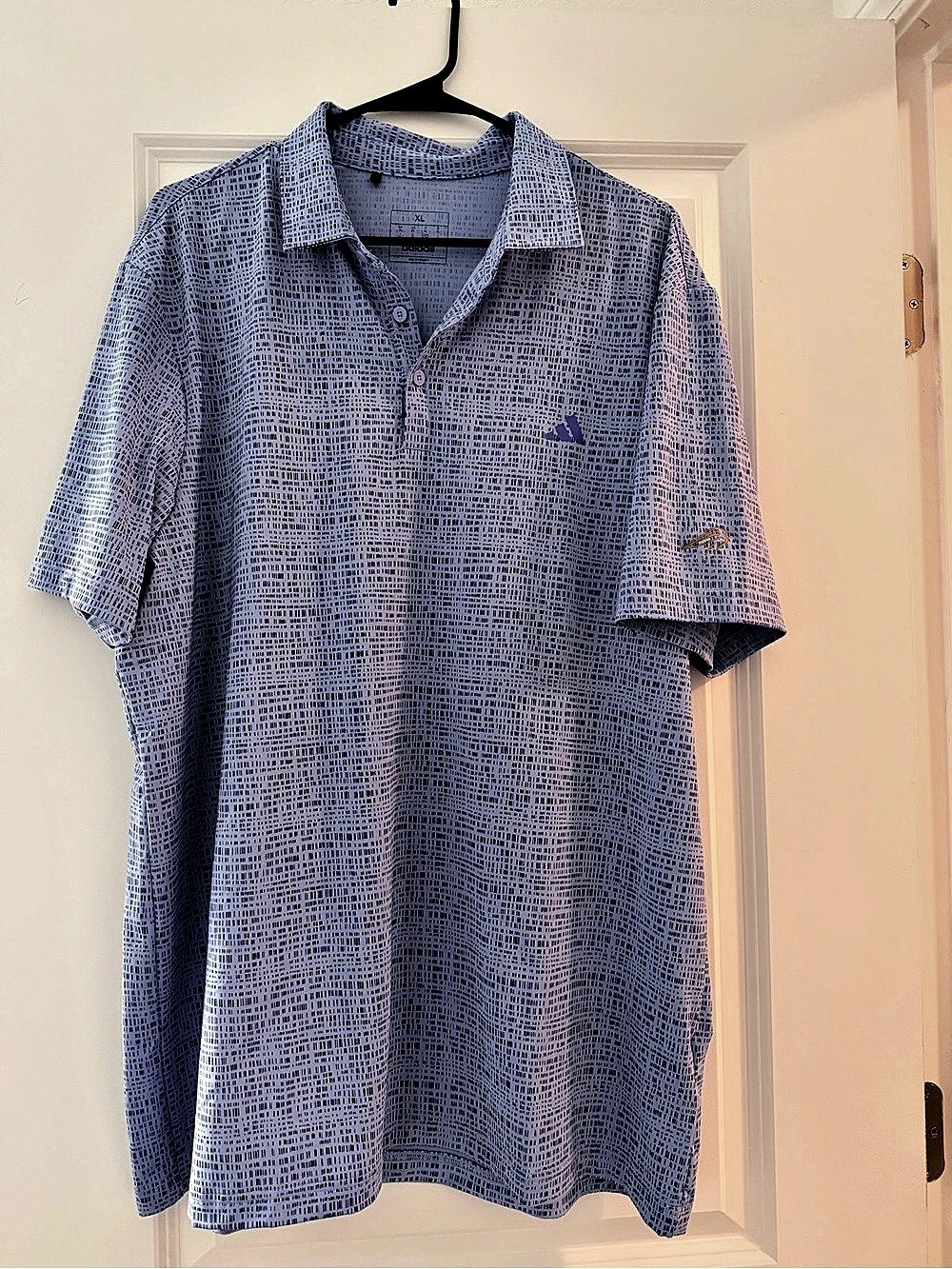 adidas Go-to Rise Print Polo Shirt Men's Geometric Polo Blue & White XL